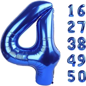 Navy Blue Number 4 Balloons 40 Inch Big Foil Number Balloons Giant Balloon 14th 24th for Boys Girls Baby Shower Anniversary Decorations, Photo Backdrop Props
