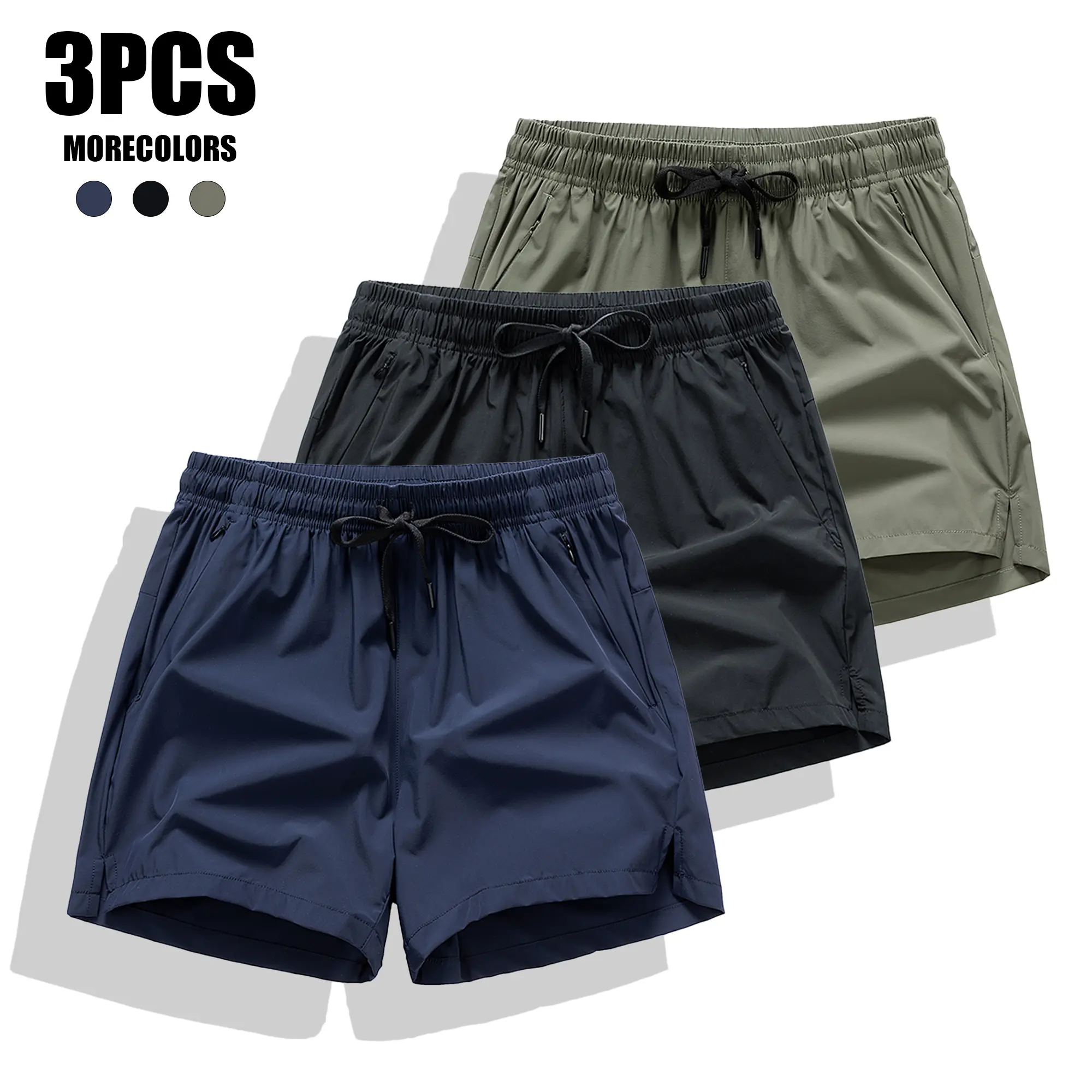 Pack of 3 women’s shorts — lightweight, breathable summer athletic three-inch inseam shorts; casual beach shorts, Athletic Casual