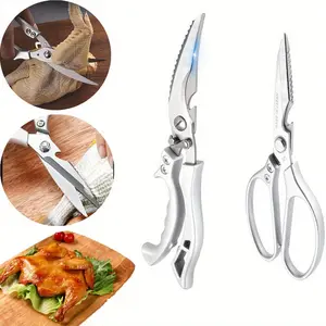 2 Pack Heavy Duty Cooking Shears Set with Safety Lock,Premium Kitchen Scissors,Poultry Shears,Anti-Slip Handle Food Scissors,Multipurpose Kitchen Shears for Meat,Bone,Veg,Herbs Kitchenware Home