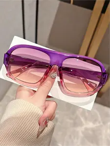 Unisex Vintage Ombre Tinted Lens Sunglasses, Trendy Casual Large Frames Sunglasses for Everyday Use, Fashion Accessories for Outdoor Activities, Girlfriend Gifts