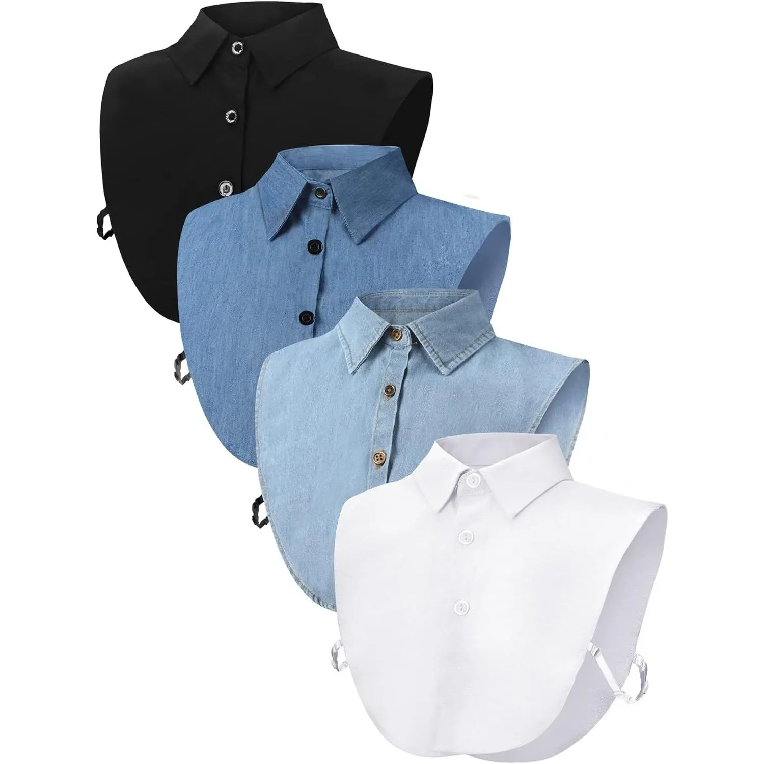 4Pcs Women's Detachable Smooth Fabric Mock Collar - Lightweight, Simple Design for Uniforms, Car Interior Decoration Accessories