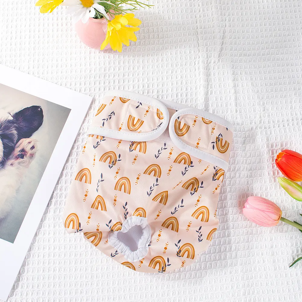 Washable Dog Diapers Physiological Pants Cute Cartoon Print Female Dog Diaper Underwear Dog Sanitary Panties pañales para perros BE0164 BE0259 XS S M - Puppy Pee Pads Training Supplies Toilet