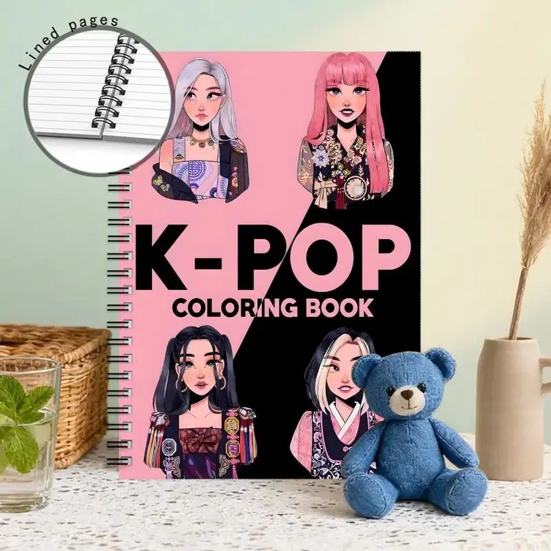 K-Pop Coloring Book Diary Notebook, Unique Cartoon Character Designs, Fashion Spiral Journal, Creative Gift for Men and Women, Art Sketchbooks