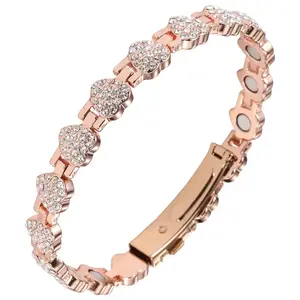 Veliora Gift B Pure Copper Bracelets for Women,Ultra Strength Magnetic Bracelet with 3800 Gauss Magnets & Sparkling Cubic Zirconia, Adjustable Charm Bracelet