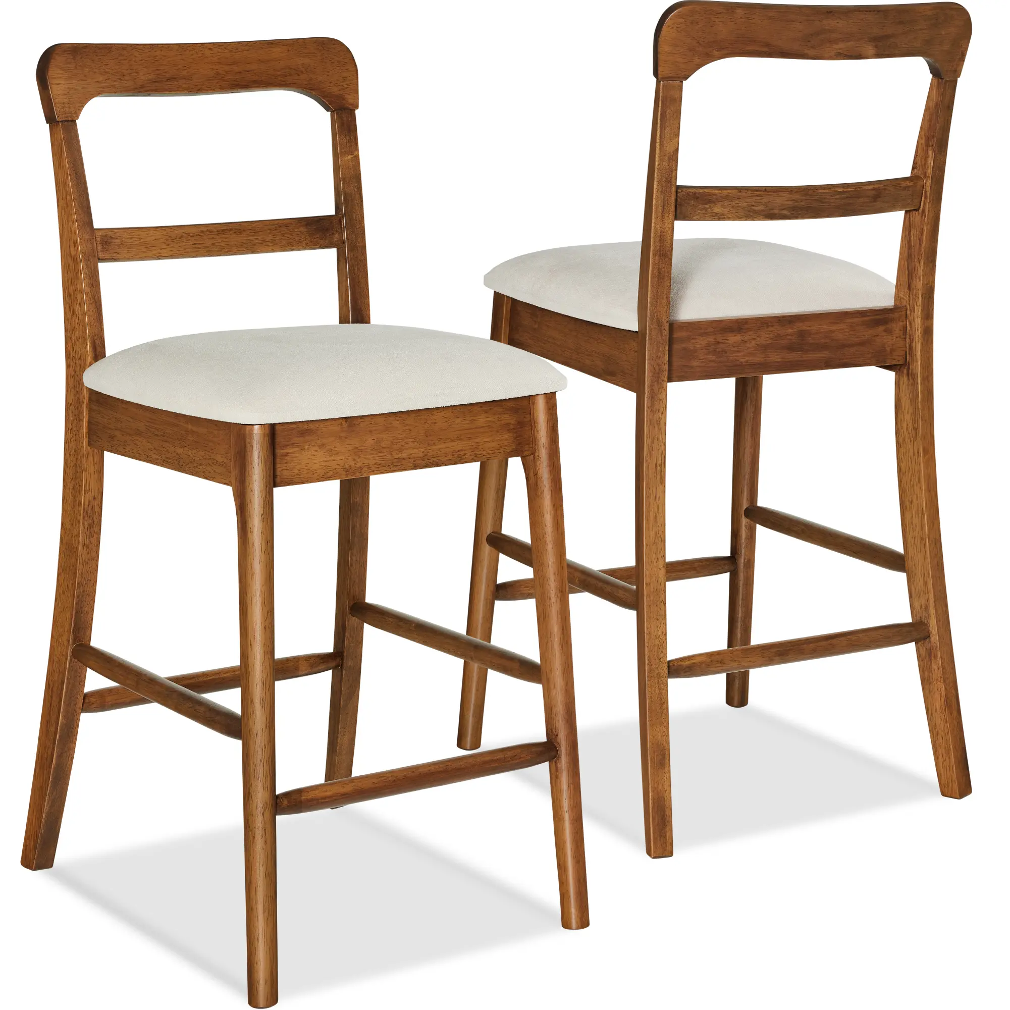 Best Choice Products Counter-Height Farmhouse Stools, Solid Wood  w/ Cushion & Backrest, Set of 2