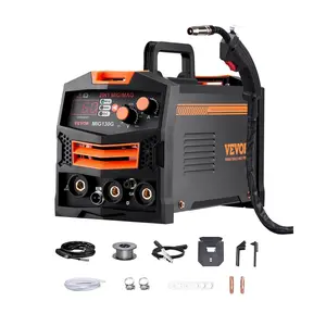 fathersdaygift  VEVOR MIG Welder, 130A Synergic Mig Welding Machine, 2-in-1 Gas MIG/Gasless Flux Core MIG Multi-Process Welder Machine, 110V Portable Mig Welder with IGBT Inverter Technology Digital Display Screen
