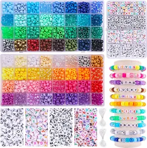 2350pcs,  Pony Beads for Bracelet Making Kit, Rainbow Kandi Beads Friendship Bracelet Kit, Letter Beads and Elastic Strings