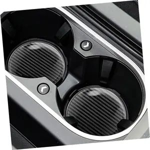 Car Cup Holder Coaster, 2 PCS Carbon Fiber Non-Slip Embedded Coasters, Universal 2.75 Inch Cup Holder Insert Coaster Pad, Sports Racing Durable Drink Mat, Car Interior Accessories