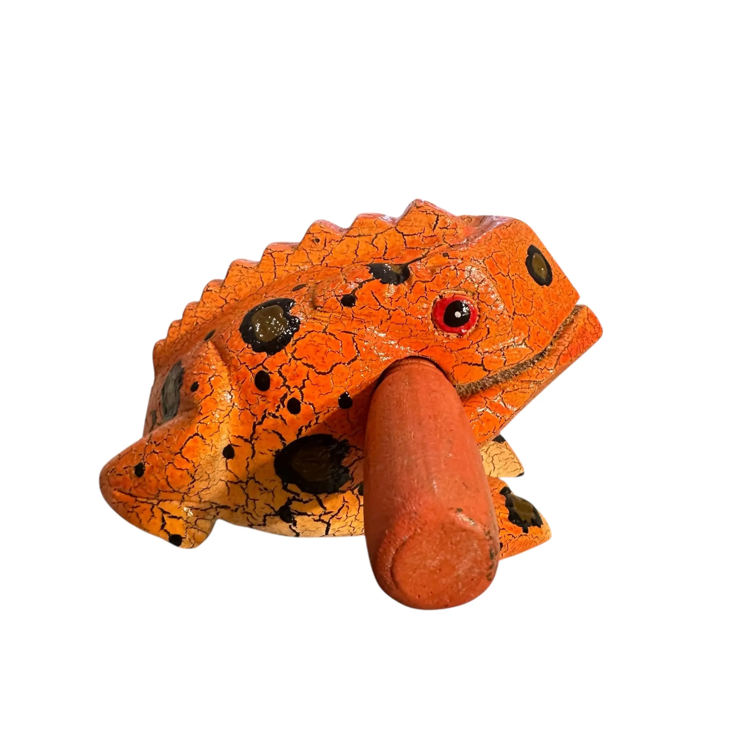 4" Wooden Musical Frog - Orangy Design (Percussion Instrument)