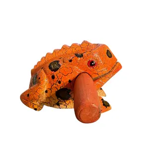 4" Wooden Musical Frog - Orangy Design (Percussion Instrument)