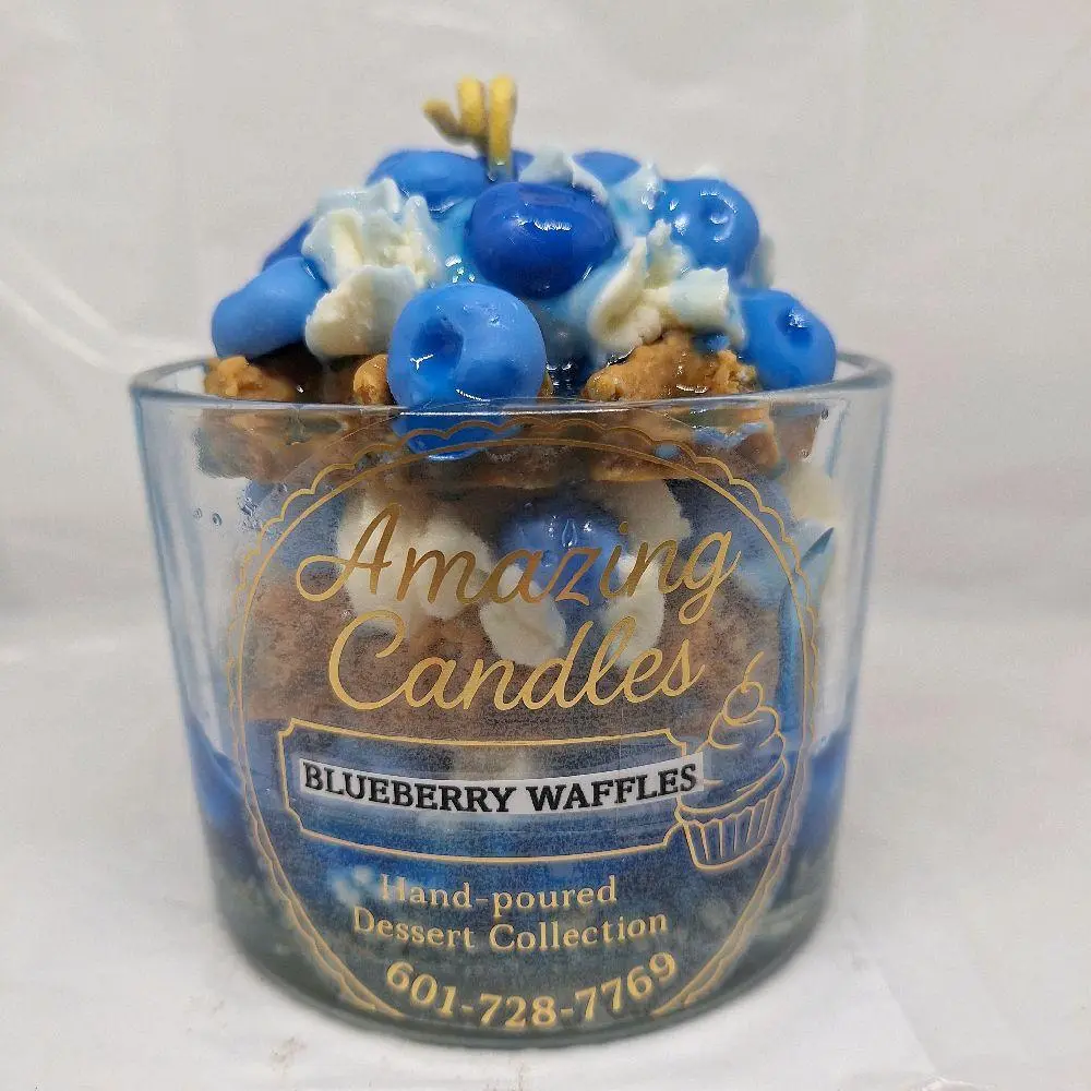 12oz Hand-poured Blueberry Waffles Scented Candle, Dessert Collection Home Decor for Room, Aroma Freshener Home Supply