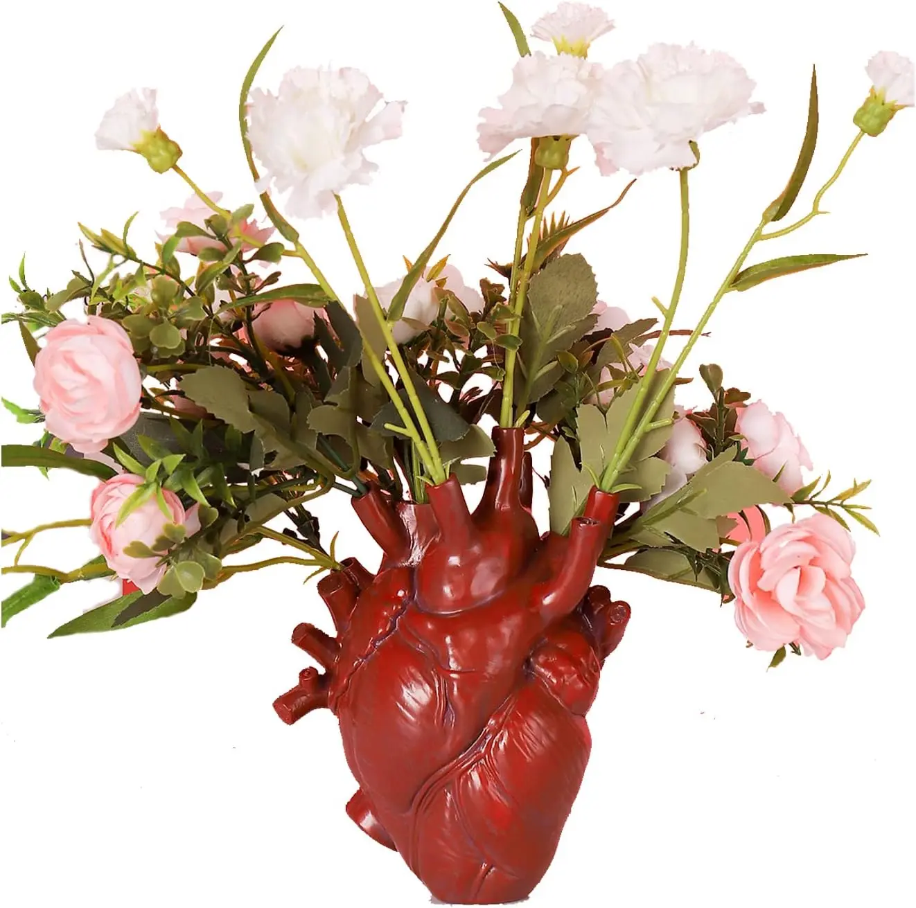 Decorative Flower vase for Home Decor 6.3 x 4.3 Inch Creative Heart Art Resin Vase Human Heart Shaped Vase Statue for Home Decor Craft Ornaments Creative Gift