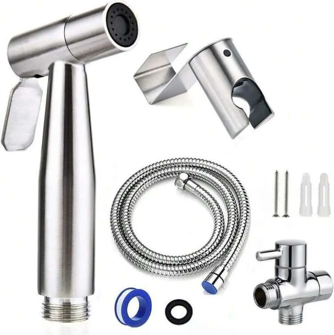 Stainless Steel Toilet Shattaf Bidet Sprayer - Handheld Shower Head with Hose, Adjustable Jet Spray for Feminine Wash, Cloth Diapers & Muslim Shower,  Must-Have Bathroom Accessory bidet  toilet  a Toilet with Bidet toilet  shattaf  sprayer