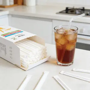 100pcs/300pcs Boxed Disposable Single Use Straws Individually Packaged, Transparent Plastic Thickened Minimalist Milk Tea Straws, Coffee Hot Drinks Juice Beverage Utensils