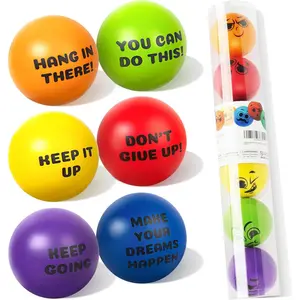 Homotte 6 Pcs Motivational Stress HandBalls for Kids and Adults, Inspirational Stress Relief Balls Hand Exercise Therapy Ball Set, Double Sided Colorful Foam Stress Ball with Positive Quotes and Smiles