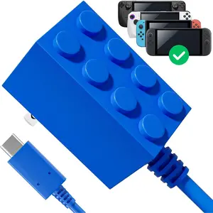 65W Charger for   2 AC Adapter Compatible with Steam Deck/Ps Portal, GaN  Power Cord   PD Brickgeek Adapter Recognizable USB C Charger 4.92FT - Blue