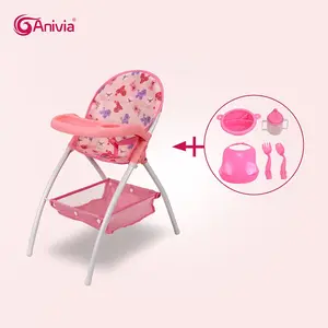 Anivia High Chair Toy for Kids Aged 3+, Doll High Chair for 11-18 Inch Dolls, Includes 5-Piece Feeding Set, Ideal Gift for Christmas and Birthday