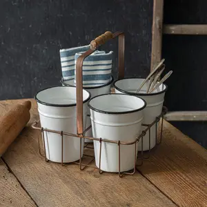 So Farmhouse Enamel Bucket Caddy