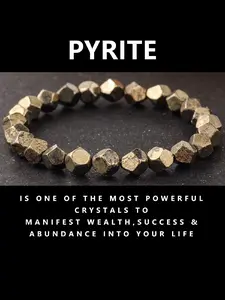 Pyrite Natural Stone Rhombus Irregular Bead Bracelet, Copper Mine Slice Men's Bracelet, Attracts Wealth and Good Luck, All Seasons Jewelry
