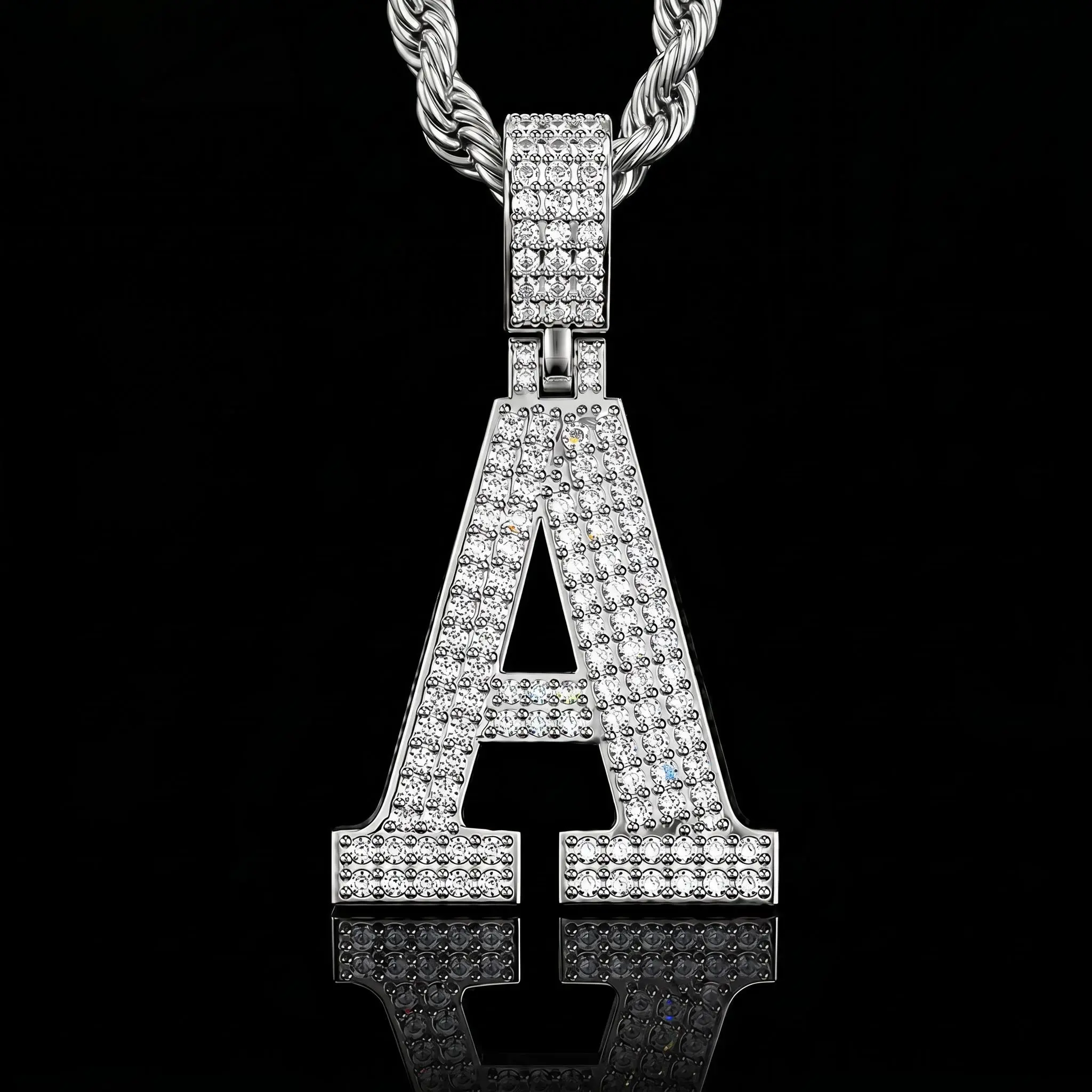 HELLOICE Iced Out A-Z 26 Letters Pendant Personalized Initial Necklace for Men Trendy Fashion Initials Jewelry for Parties and Daily Alphabet Necklace