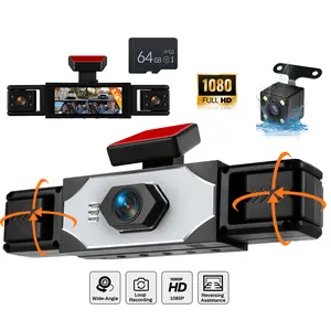 podofo 4-Channel Car Dashcam, 3.16" IPS Screen, 1080P Front Camera, 360° Coverage, Night Vision, Parking Assist, Motion Detection, Universal Fit for All Vehicles