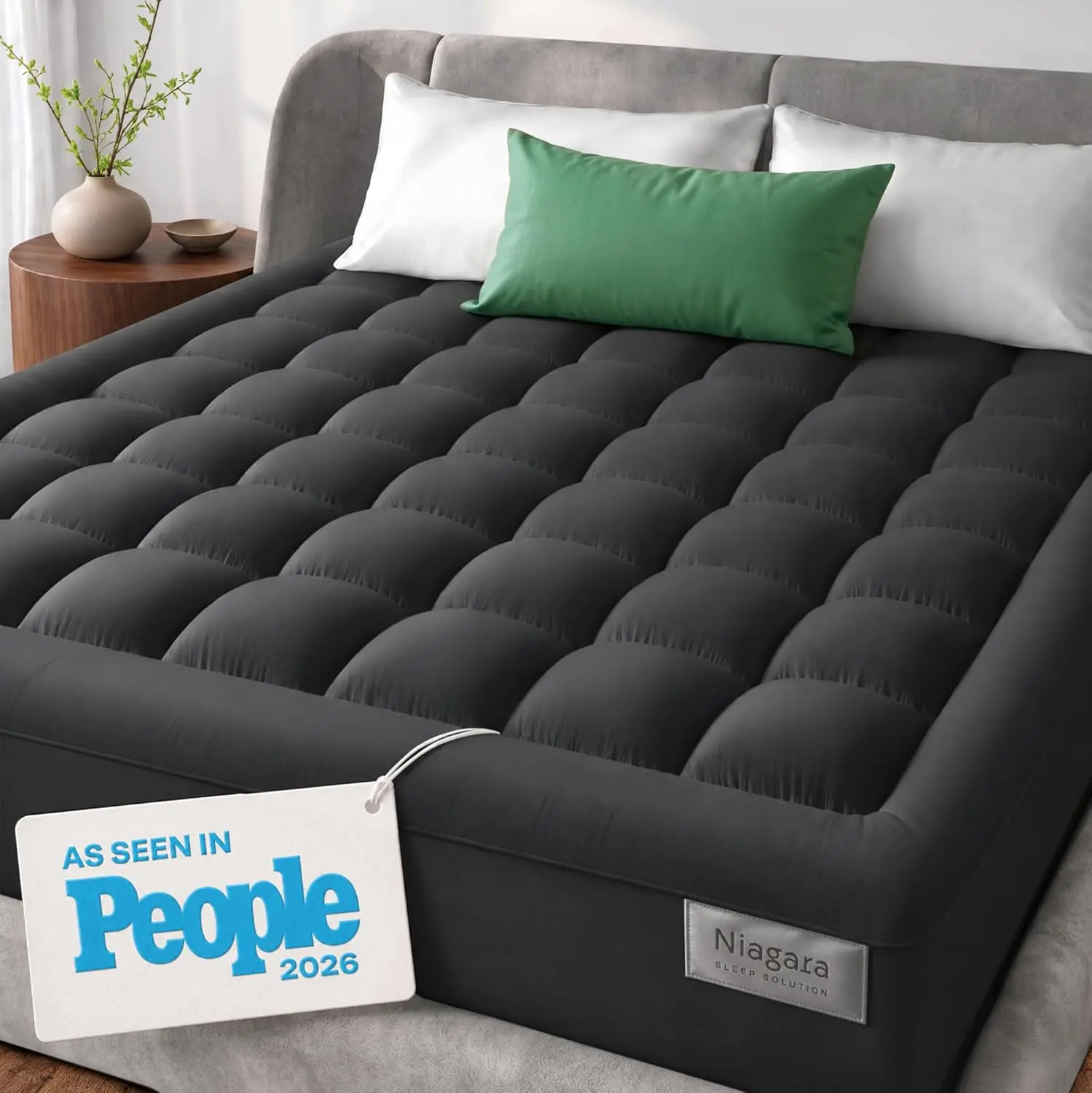 Niagara Cloud-Like Mattress Topper - 100% Cotton Pillow Top Mattress Pad, Breathable, Cooling for Hot Sleepers