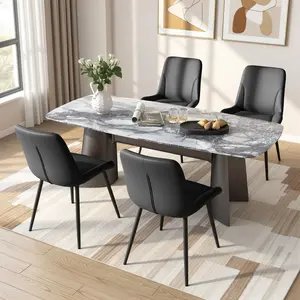 Ergonomic Dining Chair with Soft Waterproof Cushion, Sturdy Metal Legs, Comfortable Kitchen & Home Seating, Modern Solid Color