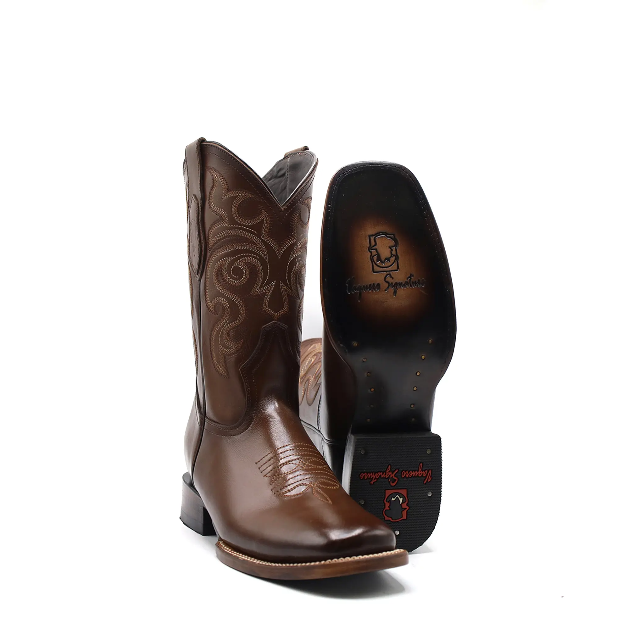 2565013150 - Vaquero Signature Men's Wide Toe Boots Flor Entera Cafe Difuminado