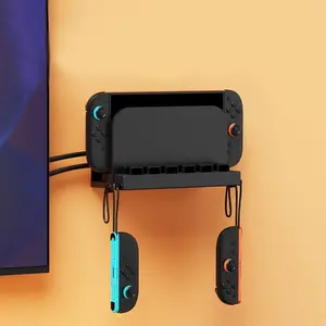 Wall Mounted Game Console Holder, Game Console Holder with 6 Game Card Slots & 2 Joy-Con Hooks, Console Accessories for Nintendo Switch