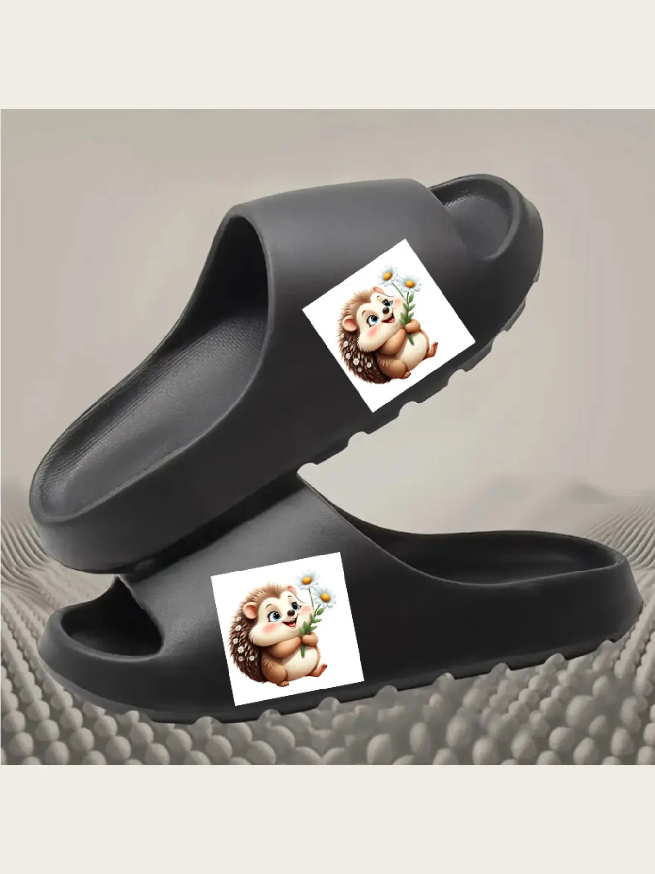 Cute Hedgehog with Daisies Slippers for Women Men Kids Soft Comfortable Indoor Home Non-slip Warm Fuzzy Animal Print Cartoon Casual House Shoes