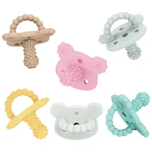 Silicone Teether Pacifier – Massaging Bumps Infant Teething Relief Pacifier, Food-Grade Teething Toys for Dishwasher Safe, Easy to Hold Baby Pacifier Soothes Sore Gums, BPA Free 【6 Pack】