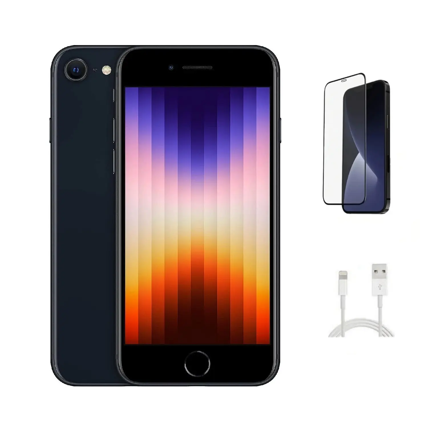 Refurbished Apple iPhone SE 2022 (3rd Gen) (Tracfone/Straight Talk Only) A2595 Excellent Condition with Pre-Installed Tempered Glass & 1 Year Warranty