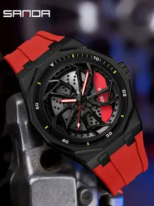 Sanda Men's Quartz Watch, 360° Rotating Wheel Dial, Fashion Trend, Waterproof Wristwatch, Analog Display, Casual Style, All Seasons, Casual Trendy Wristwatch