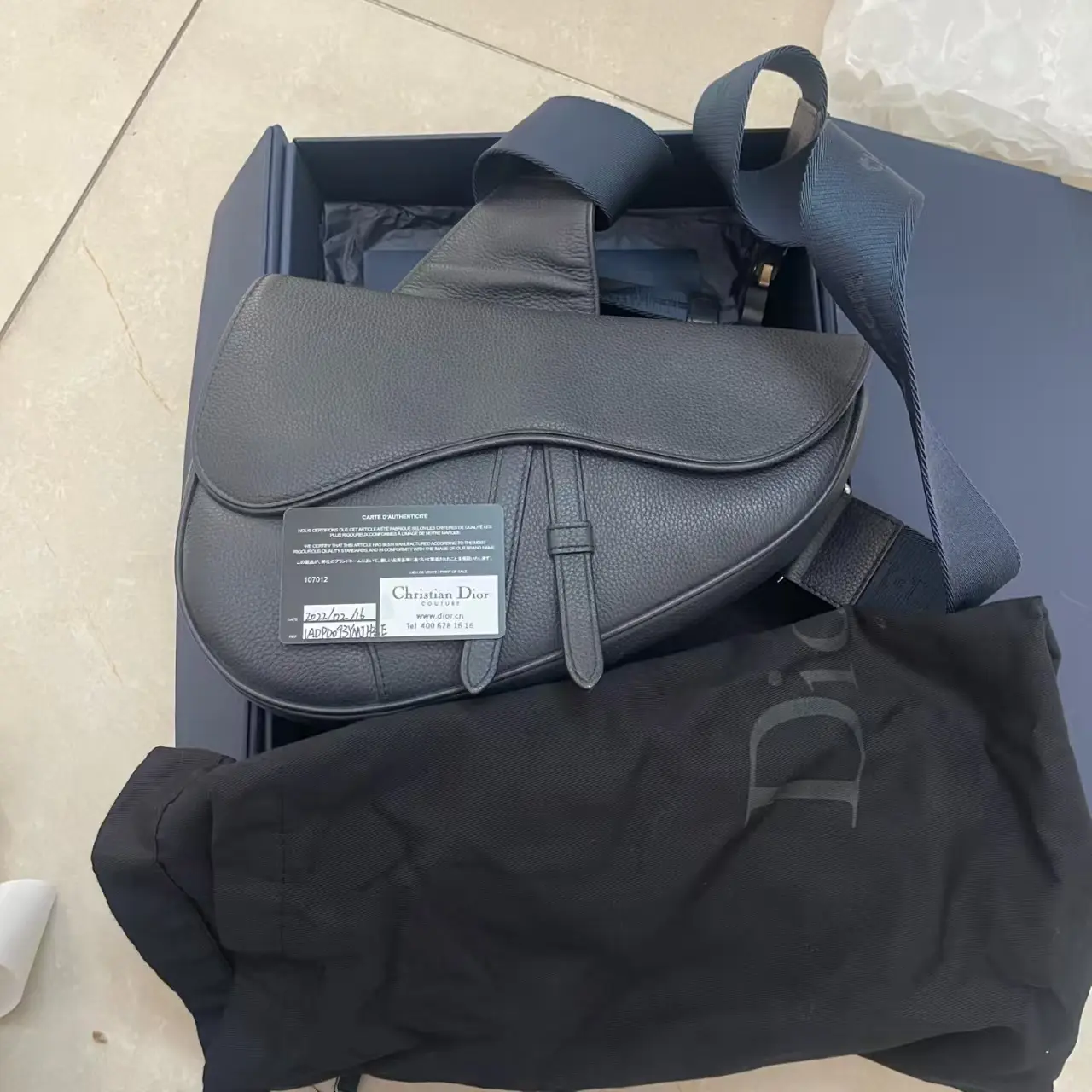 Pre-owned Dior Saddle Bag Medium Grained Calfskin