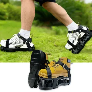 Lawn Aerator Shoes with 16 Springs & 26 screws – Upgraded Design with Self-Cleaning Function, Pre-Assembled & Easy Step for Relaxed Lawn Care & Healthy Grass | Reinforced Eco-Friendly Base for Garden, Yard, Soil, Turf