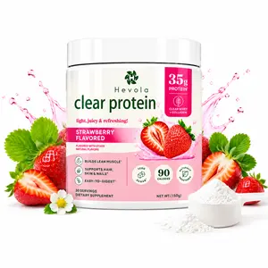 Whey Protein Isolate Powder 35g Protein with Collagen Peptides & Digestive Enzymes, Sugar-Free Low Calorie Post Workout Recovery Shake (90 Calories) – Strawberry Peach Flavor