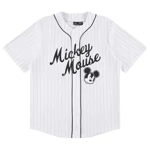 Disney Mickey Mouse Shirt Men's Button Up Short Sleeve Jersey Top #28