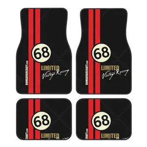68 Vintage Racing Car Floor Mats Non-Slip Carpets Rugs Front & Rear Car Foot Mats Set of 4 s Auto Accessories Decor