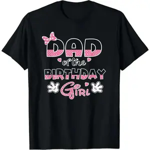 100% Cotton Dad Of The Birthday Girl Mouse Family Matching T-Shirt