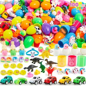 36pcs/50pcs/100pcs/200pcs Easter eggs, children's construction vehicle, eggshell blind box, rabbit, colored film egg bucket, twisting egg building block toy