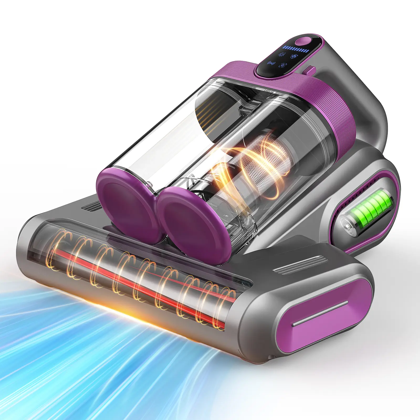 Cordless Rechargeable Handheld Mattress Vacuum Cleaner, 16000Pa Suck Hurricane Suction Deep Cleaner with UV-C Light, Ultrasonic Tech, Dual Cup Design, Antibacterial Steel Filter for Bedding, Curtains, Upholstery