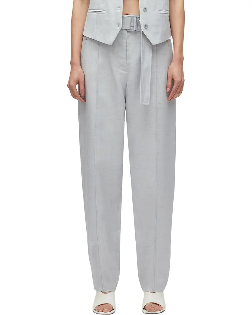 3.1 Phillip Lim Tailored Belted Tapered Linen-Blend Trouser