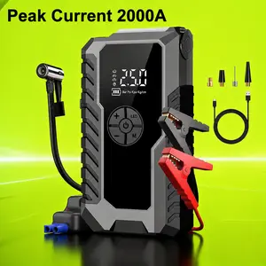 Portable Emergency Jump Starter with Tire Inflation Function, LED Emergency Lighting, USB Power Input/Output, Road/ Vehicle Rescue Tool, Local Warehouse Shipping
