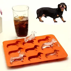 Cartoon Dog Shaped Ice Cube Mold, 1 Count Creative Dachshund Design Silicone Ice Cube Tray, Ice Molds, Ice Trays for Freezer, Multifunctional Chocolate Mold, Kitchen Utensils