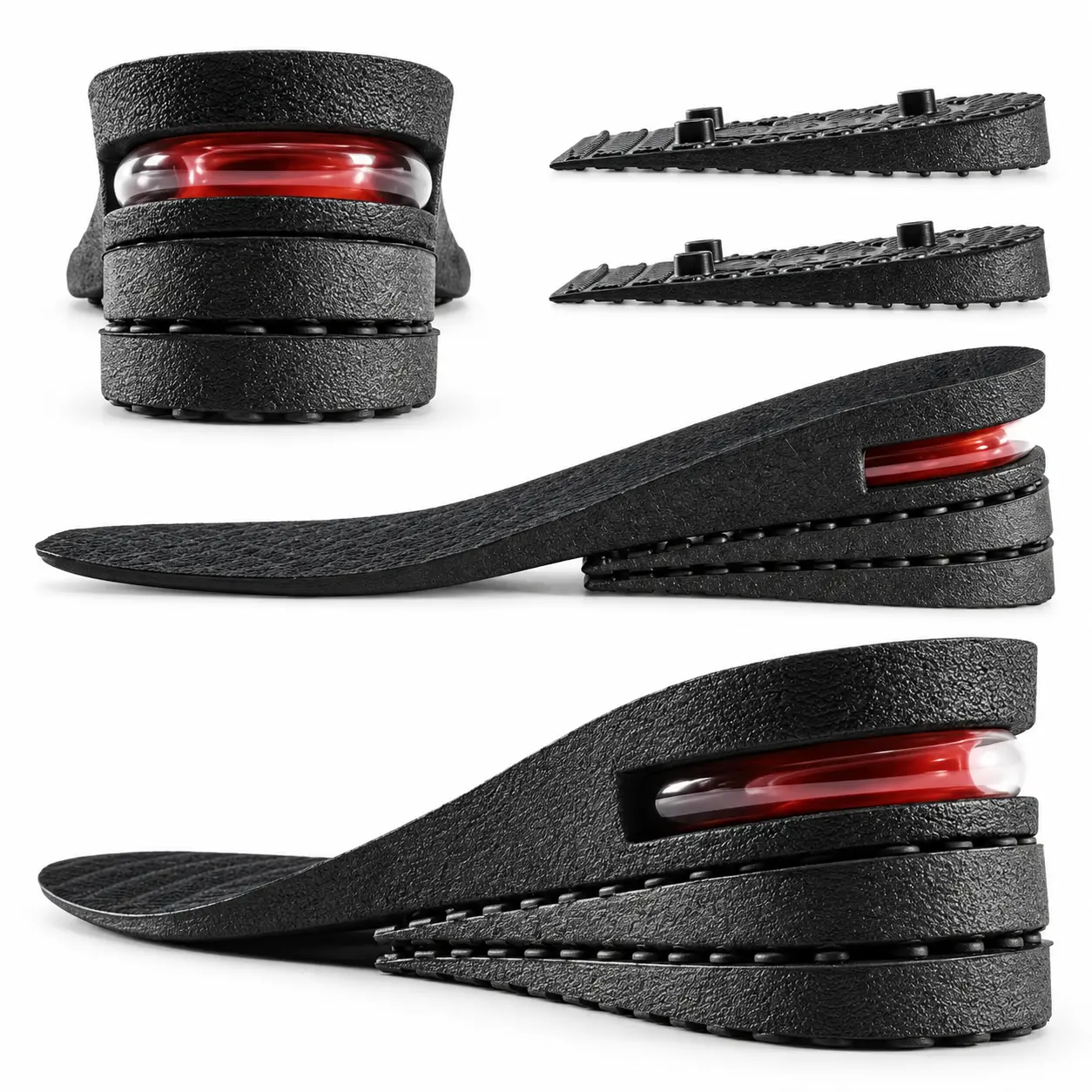 Height Increasing Insoles for Men & Women, 3-Layer Adjustable Air Cushion Shoe Inserts, Breathable Shock-Absorbing Full-Length & Half Heel Pads with Arch Support, Removable Invisible Height Boosters for Sneakers & Boots