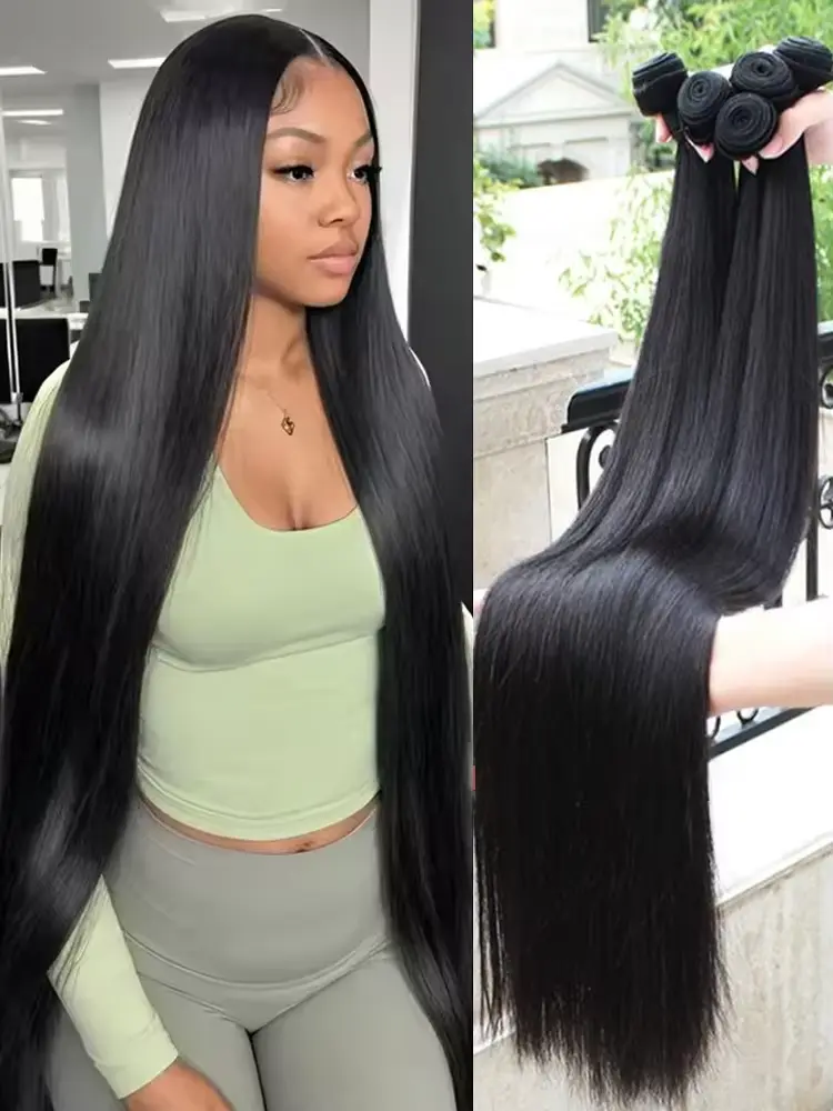 Luxury Salon Quality Brazilian Human Hair Bundles Weave Straight 2 3 4 Bundles Natural Color Virgin Remy Hair Extensions For Women No Shedding No Tangle Hair Weft Weaving