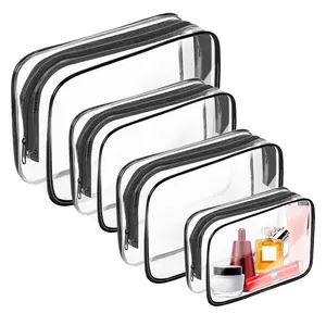 [New Deal] 4 Pack Clear Toiletry Bag,Portable Travel Makeup Bags with Zipper, TSA Approved Clear Organizer Bags, PVC Cosmetic Pouch