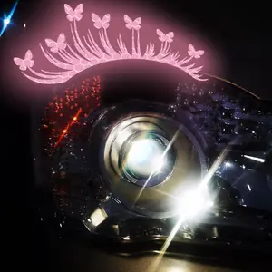 Butterfly Eyelashes Sticker for Cars, 1 Pair Reflective Vinyl Decal, Fake Eyelash Stickers for Headlights, Car Decor for Girls, Stylish Automotive Accessory, Headlight Decals, Car Decoration