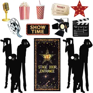 13 count Movie Theme Photography Backdrop and Studio Props DIY Kit VIP Stage Door Entrance Doors Cover Paparazzi Prop Party Accessory Award Night Ceremony Photo Booth Background for Party Decor