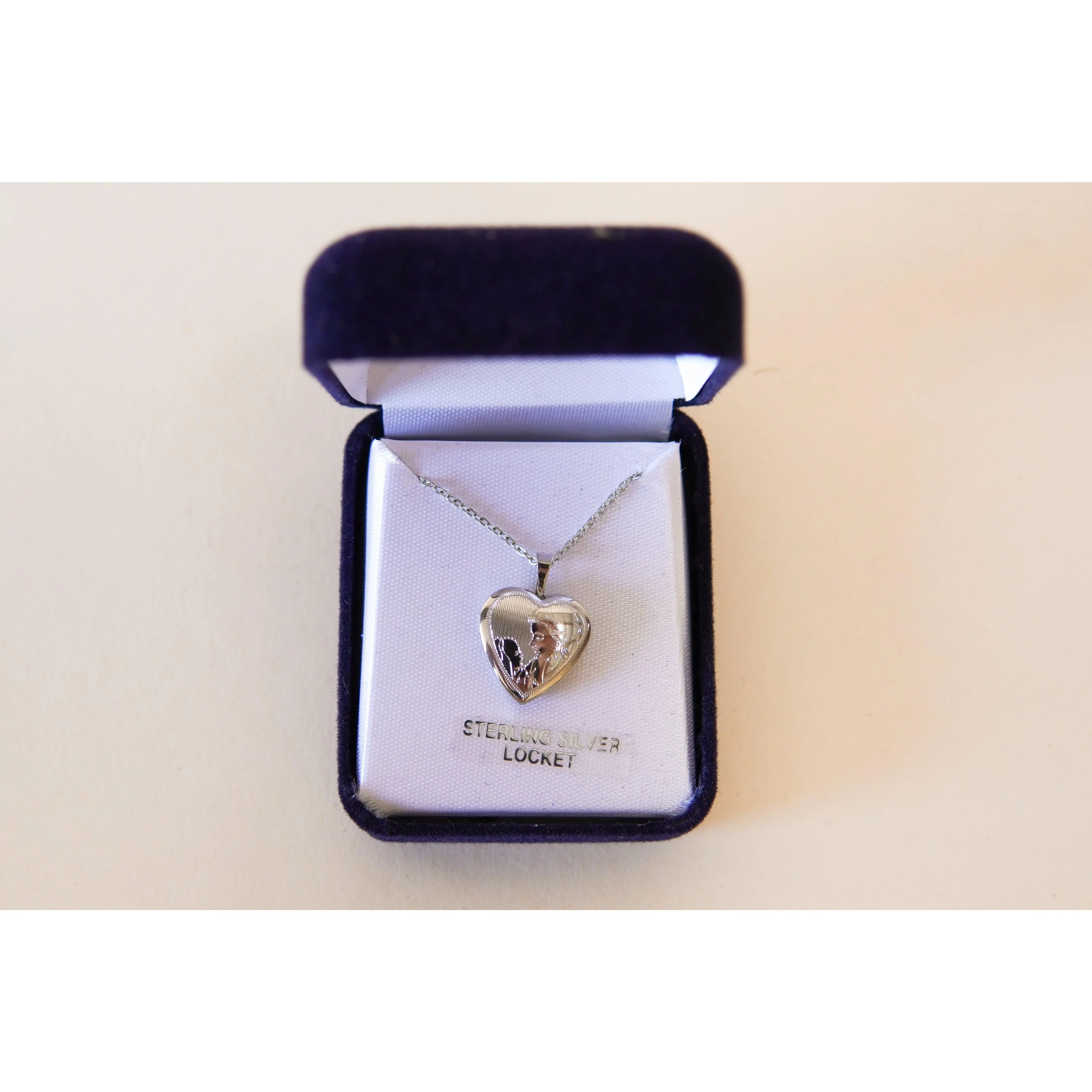 Mother with Child Sterling Silver Locket Charm Pendant w/ Adjustable Silver Tone Chain